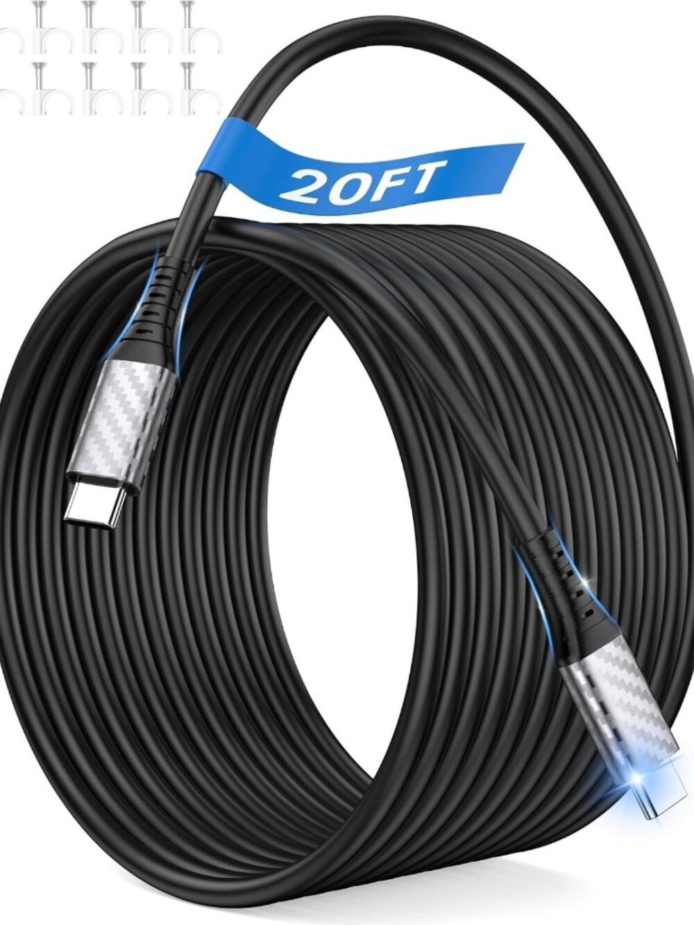 20ft Heavy Duty USB C to USB C Cable 60W/45W Fast Charging for Power Station
